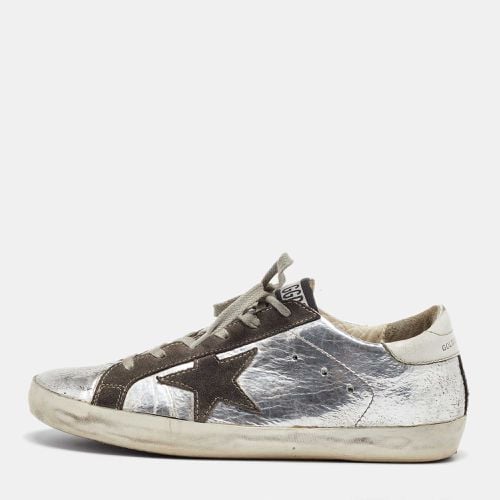 Golden Goose Silver/Grey Leather and Suede Superstar Sneakers Size 39 - Golden Goose - Modalova