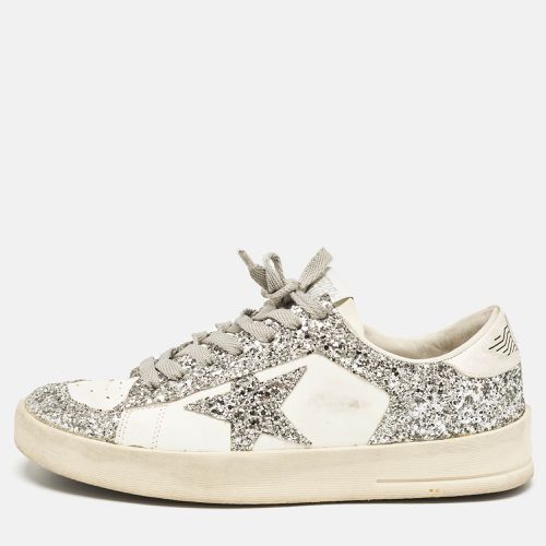 Golden Goose White/Silver Glitter and Leather Stardan Sneakers Size 39 - Golden Goose - Modalova