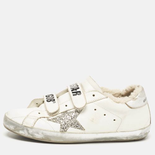 Golden Goose White/Silver Leather and Glitter Old School Sneakers Size 39 - Golden Goose - Modalova