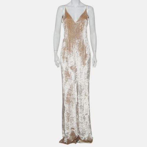 Gabriela Hearst Beige Patterned Velvet Catherine Jumpsuit M - Gabriela Hearst - Modalova