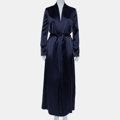 Galvan London Midnight Blue Satin Belted Trench Coat S - Galvan London - Modalova