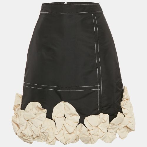 Ganni Black Taffeta Ruffle Detail Mini Skirt S - Ganni - Modalova