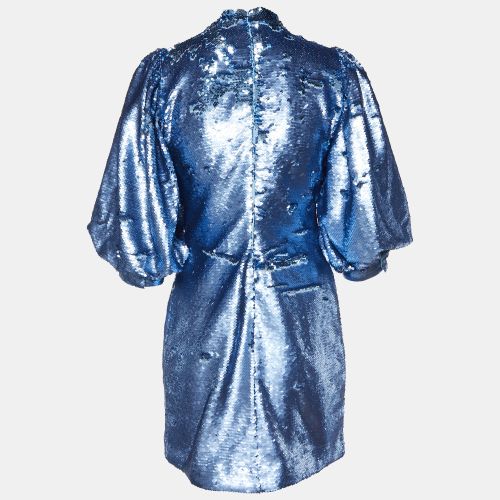 Sequined High Neck Mini Dress S - Ganni - Modalova
