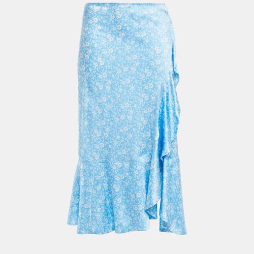 Ganni Blue Print Silk Knee Length Skirt Size EU 34 - Ganni - Modalova