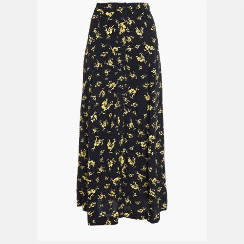 Ganni Black Floral Print Viscose Midi Skirt XXS (EU 32) - Ganni - Modalova