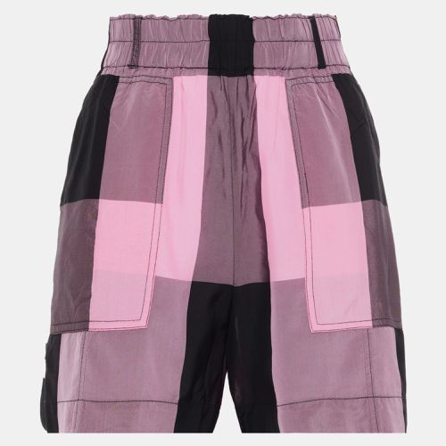 Ganni Pink Checked Viscose Shorts XS (EU 34) - Ganni - Modalova