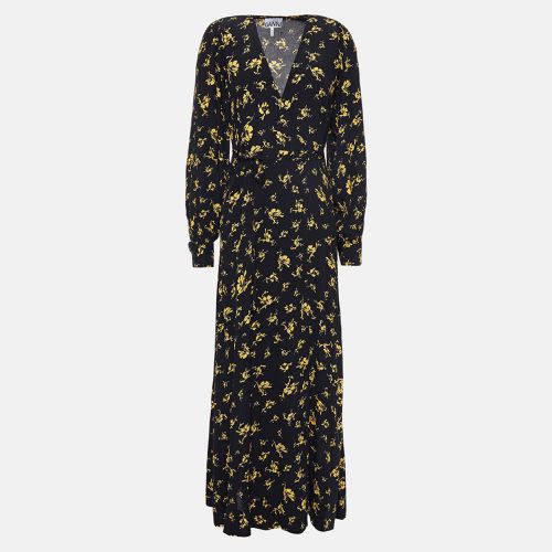 Ganni Black Printed Viscose Midi Dress XXS (EU 32) - Ganni - Modalova