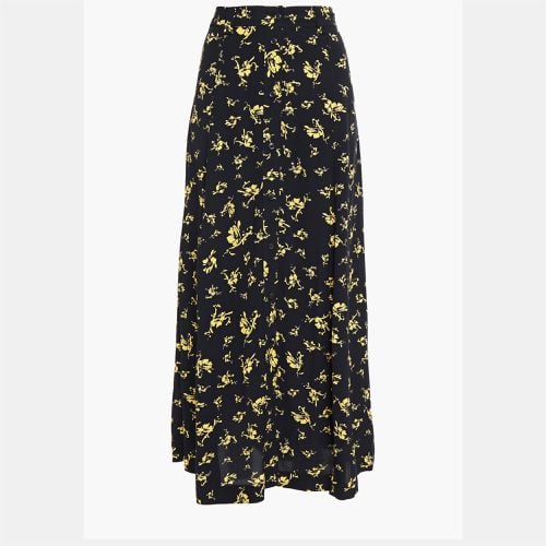 Ganni Black Floral Print Viscose Midi Skirt S (EU 36) - Ganni - Modalova