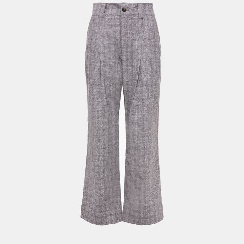 Ganni Grey Checked Cotton-Blend Straight-Leg Pants XS (EU 34) - Ganni - Modalova