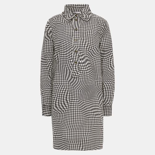 Ganni Off-White Houndstooth Print Cotton Mini Dress XS(EU 32) - Ganni - Modalova