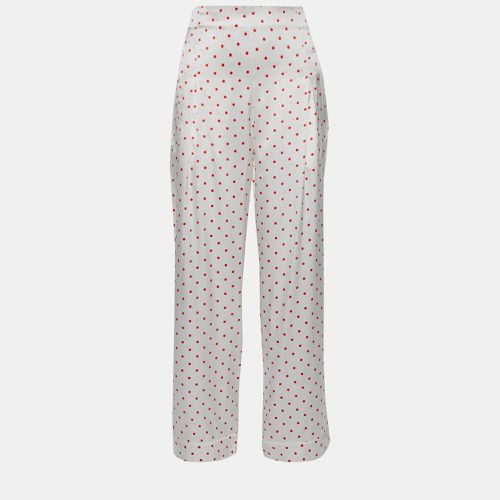 Ganni Ivory Polka Dot Silk Satin Pants M (SIZE EU 38) - Ganni - Modalova