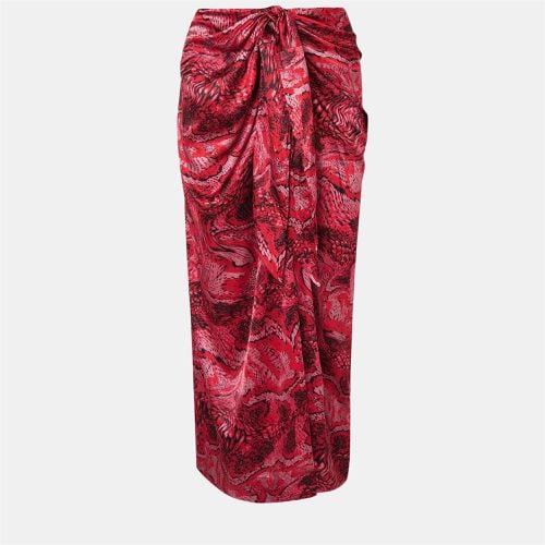 Ganni Red Print Satin Maxi Skirt Size EU 34 - Ganni - Modalova