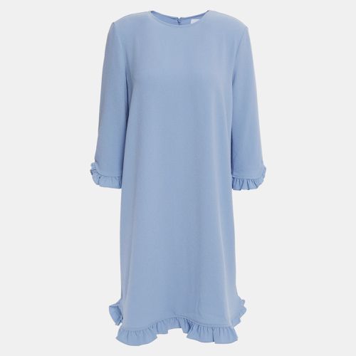 Ganni Blue Crepe Ruffled Shift Dress XXS (EU 32) - Ganni - Modalova