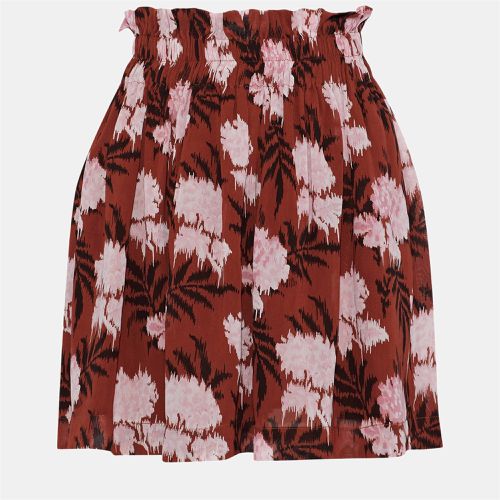 Ganni Brown Printed Georgette Mini Skirt XS (EU 34) - Ganni - Modalova