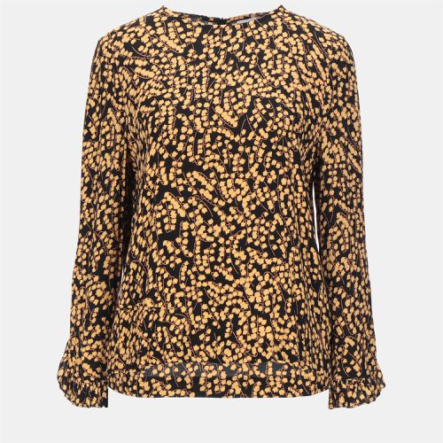 Ganni Yellow/Black Floral Print Crepe Top XS (EU 34) - Ganni - Modalova