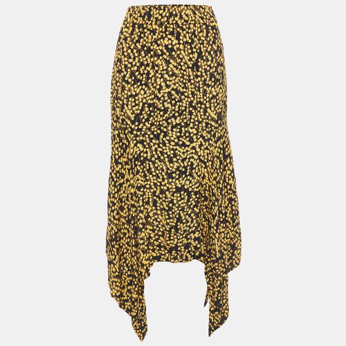 Ganni Black/Yellow Floral Printed Crepe Asymmetrical Skirt L - Ganni - Modalova