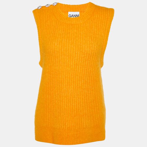 Ganni Orange Wool Blend Crystals Button Detail Sweater Vest M - Ganni - Modalova