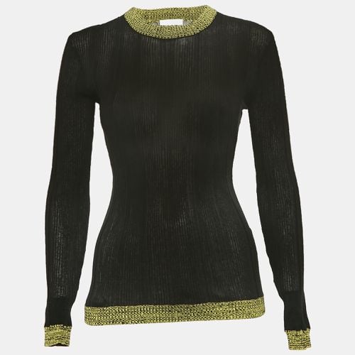 Ganni Black Textured Rib Knit Crew Neck Jumper S - Ganni - Modalova