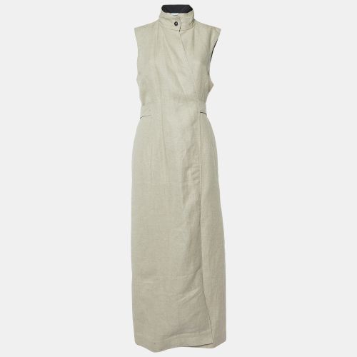 Ganni Beige Linen Long Wrap Around Dress L - Ganni - Modalova