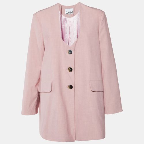 Ganni Pink Poplin Button Front Oversized Blazer L/XL - Ganni - Modalova