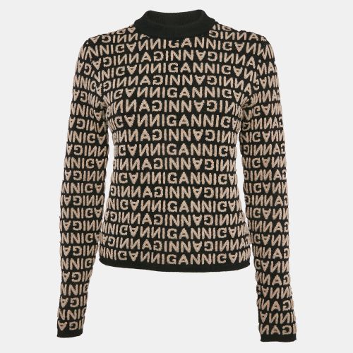 Ganni Black/Beige Monogram Pattern Wool Blend Sweater M - Ganni - Modalova