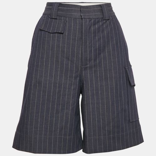 Ganni Blue Pinstripe Gabardine Shorts S - Ganni - Modalova