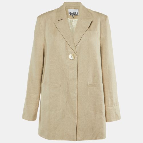 Ganni Neutral Linen Button Front Oversized Jacket L - Ganni - Modalova