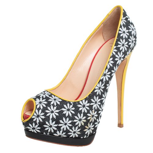 Giuseppe Zanotti Floral Print Fabric And Leather Platform Pumps Size 38 - Giuseppe Zanotti - Modalova