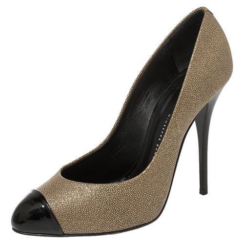 Giuseppe Zanotti Metallic Beige Leather And Patent Leather Cap Toe Pumps Size 37.5 - Giuseppe Zanotti - Modalova