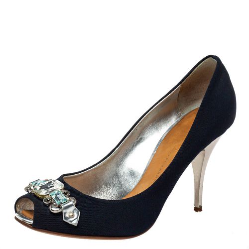 Fabric Embellished Peep Toe Pumps Size 38.5 - Giuseppe Zanotti - Modalova