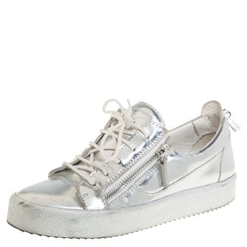 Giuseppe Zanotti Silver Leather Lace up Sneakers Size 40 - Giuseppe Zanotti - Modalova