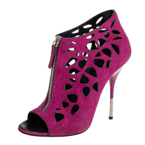 Giuseppe Zanotti Pink Suede Cutout Zipper Booties Size 37.5 - Giuseppe Zanotti - Modalova