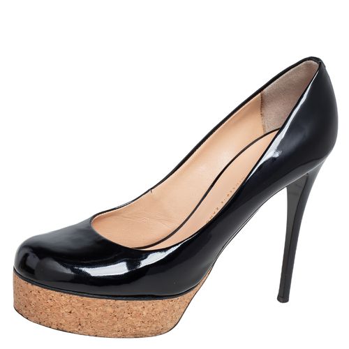 Giuseppe Zanotti Black Patent Leather Cork Platform Pumps Size 38.5 - Giuseppe Zanotti - Modalova