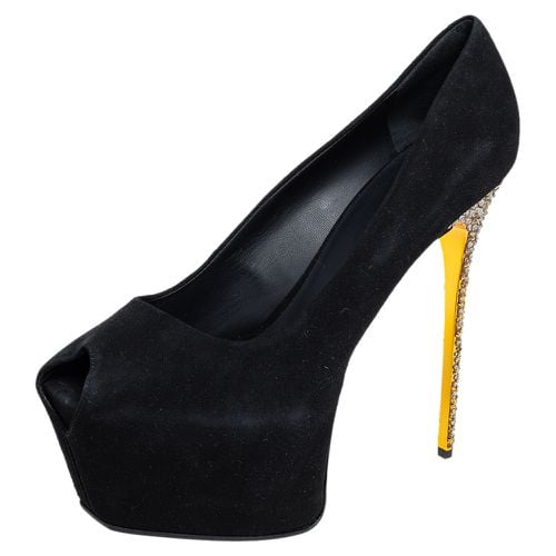 Giuseppe Zanotti Black Suede Liza Peep Toe Platform Pumps Size 41 - Giuseppe Zanotti - Modalova