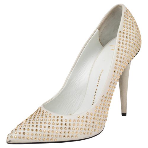 Giuseppe Zanotti Grey Leather Stud Embellished Pointed Toe Pumps Size 36.5 - Giuseppe Zanotti - Modalova