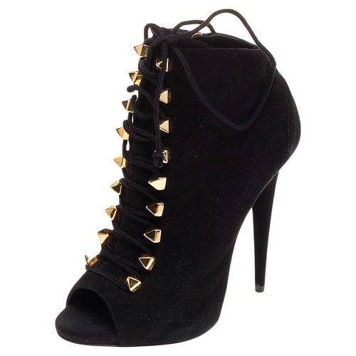 Giuseppe Zanotti Black Suede Lace Up Booties Size 38 - Giuseppe Zanotti - Modalova