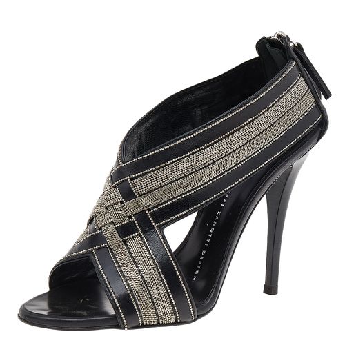 Giuseppe Zanotti Black Leather Chain Crisscross Sandals Size 36 - Giuseppe Zanotti - Modalova