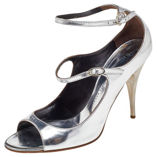 Giuseppe Zanotti Metallic Silver Leather Ankle Strap Pumps Size 38.5 - Giuseppe Zanotti - Modalova