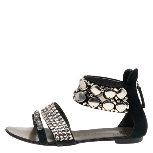 Suede Studded Ankle Cuff Flat Sandals Size 36 - Giuseppe Zanotti - Modalova
