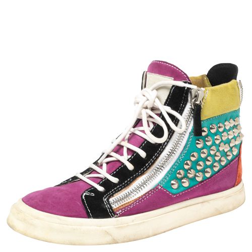 Giuseppe Zanotti Multicolor Suede Spike High-Top Sneakers Size 37 - Giuseppe Zanotti - Modalova