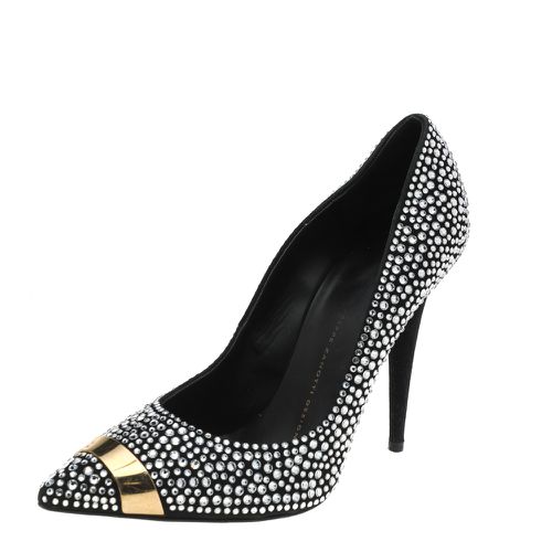 Giuseppe Zanotti Black Crystal Embellished Suede Ester Pointed Toe Pumps Size 38 - Giuseppe Zanotti - Modalova