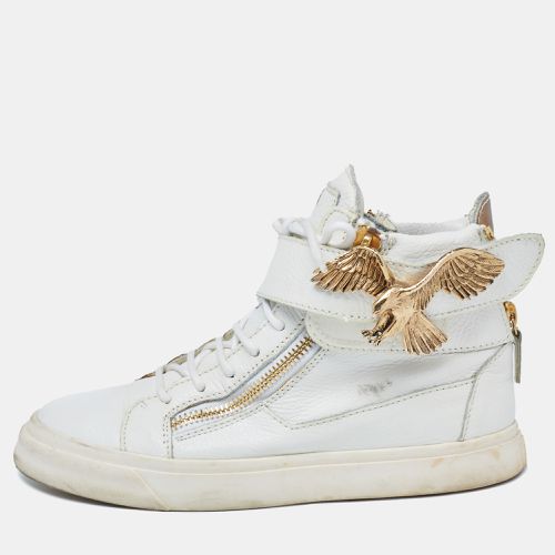 Giuseppe Zanotti White Leather Embellished High Top Sneakers Size 38.5 - Giuseppe Zanotti - Modalova