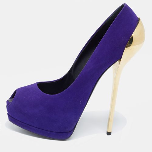 Giuseppe Zanotti Purple Suede Sharon Peep Toe Platform Pumps Size 40 - Giuseppe Zanotti - Modalova