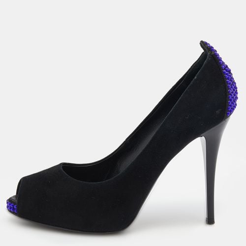 Giuseppe Zanotti Black Suede Embellished Peep Toe Pumps Size 36 - Giuseppe Zanotti - Modalova