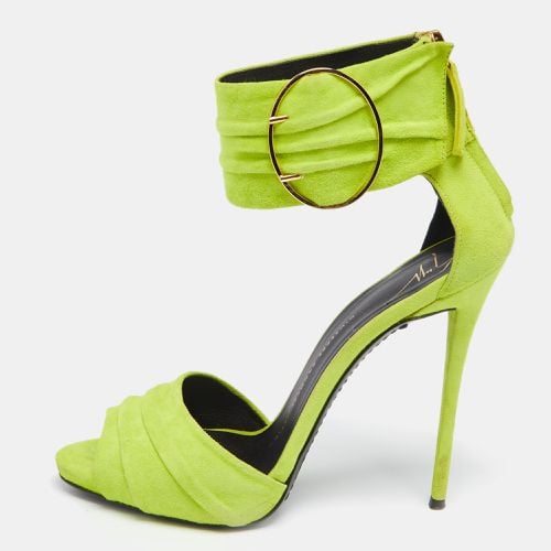 Giuseppe Zanotti Green Suede Open Toe Ankle Cuff Sandals Size 37.5 - Giuseppe Zanotti - Modalova