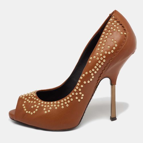 Giuseppe Zanotti Tan Studded Leather Peep-Toe Pumps Size 37.5 - Giuseppe Zanotti - Modalova