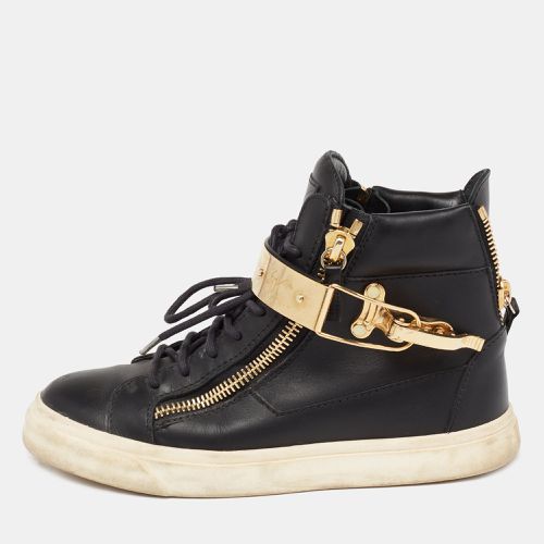 Giuseppe Zanotti Black/Gold Leather Coby High Top Sneakers Size 37 - Giuseppe Zanotti - Modalova