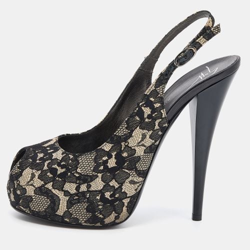 Lace Peep Toe Slingback Platform Sandals Size 38.5 - Giuseppe Zanotti - Modalova