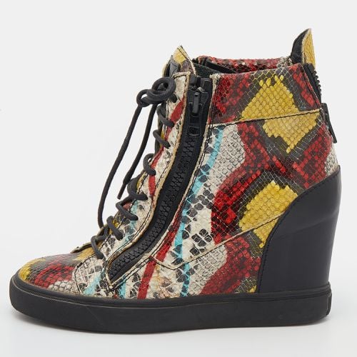 Giuseppe Zanotti Multicolor Snakeskin Embossed Leather High Toe Wedge Sneakers Size 39 - Giuseppe Zanotti - Modalova