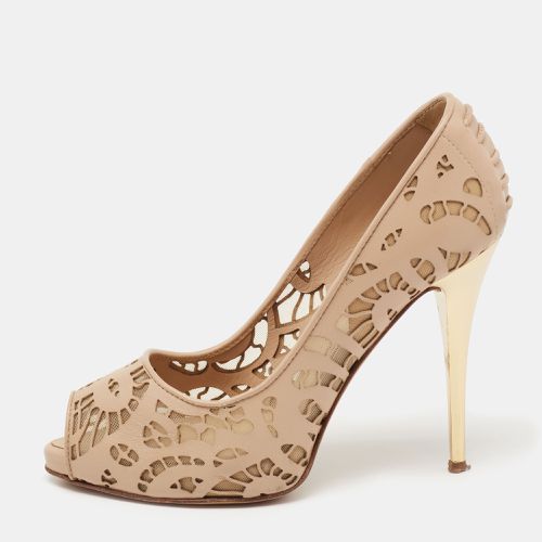 Leather And Net Sharon Peep-Toe Pumps Size 36.5 - Giuseppe Zanotti - Modalova